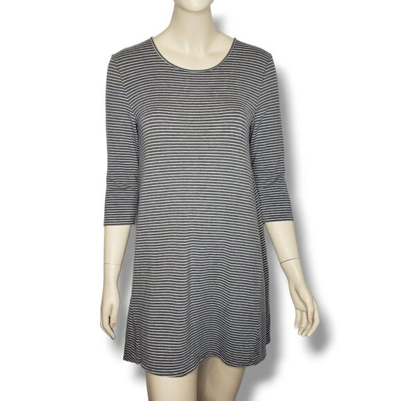 Garnet Hill A Line Seamed Tunic Womens Small Gray Striped Top - Picture 1 of 9